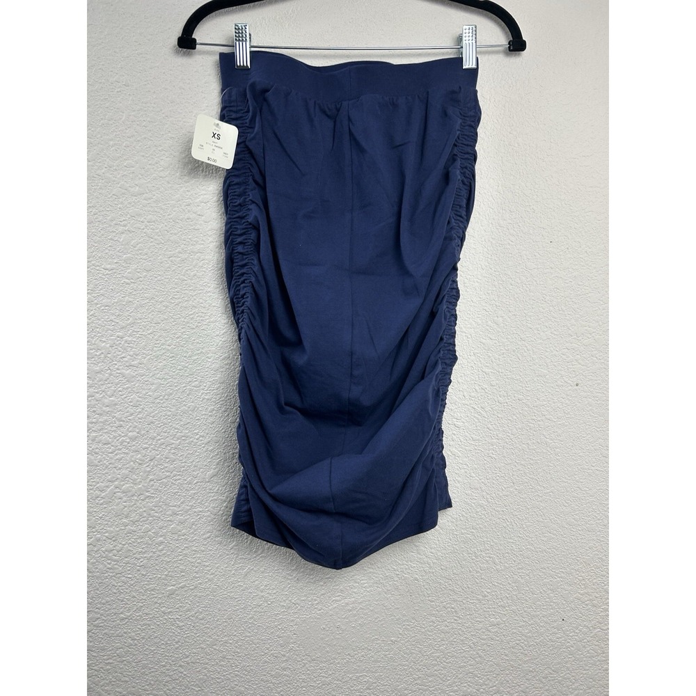 Ingrid And Isabel Women's Navy Blue Ruched Side Stretch Maternity Skirt Size XS